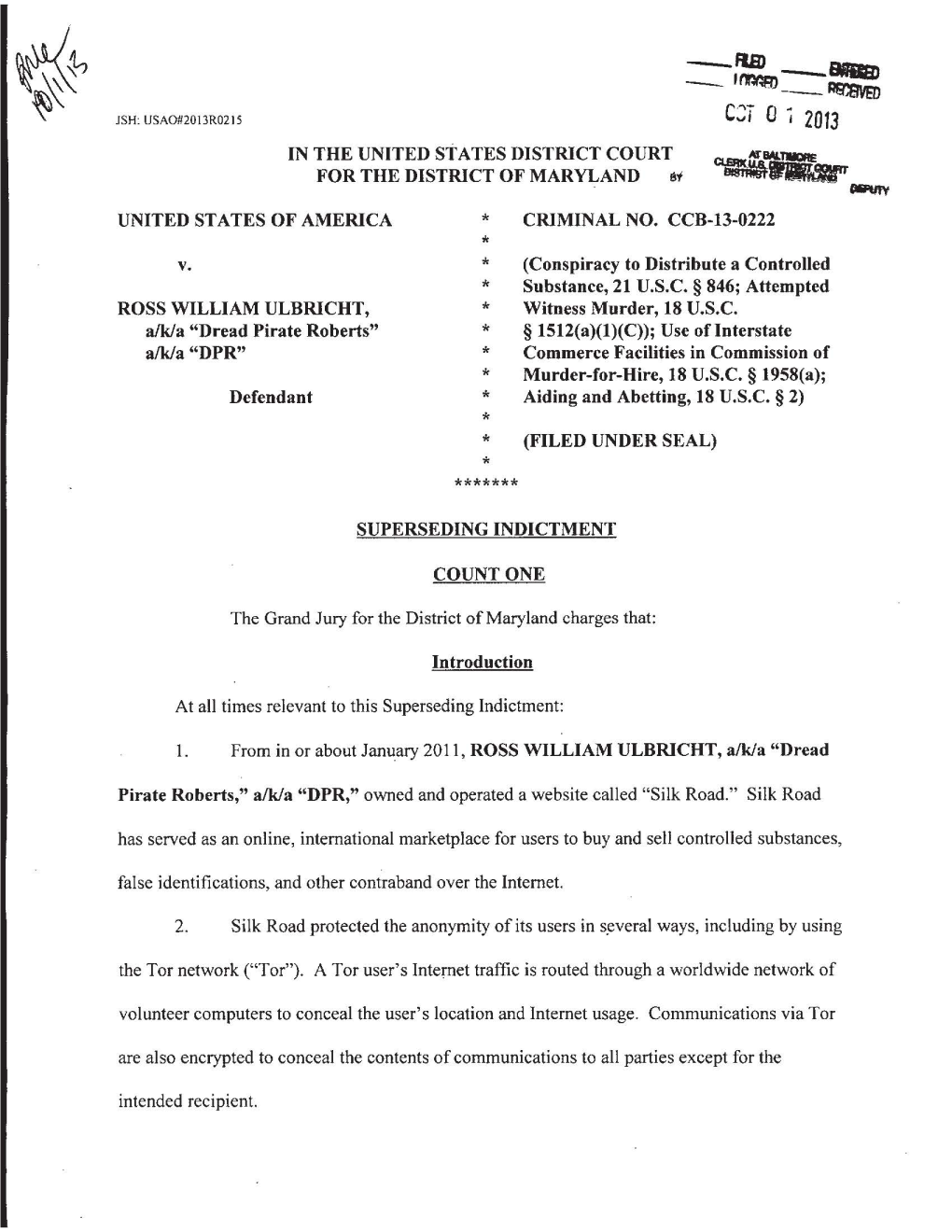 Superseding Indictment Ross William Ulbricht