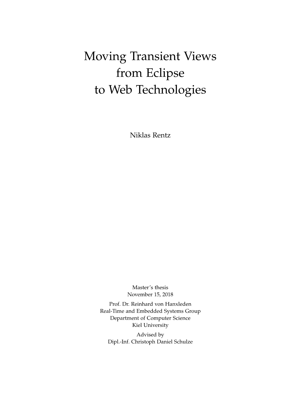 Moving Transient Views from Eclipse to Web Technologies