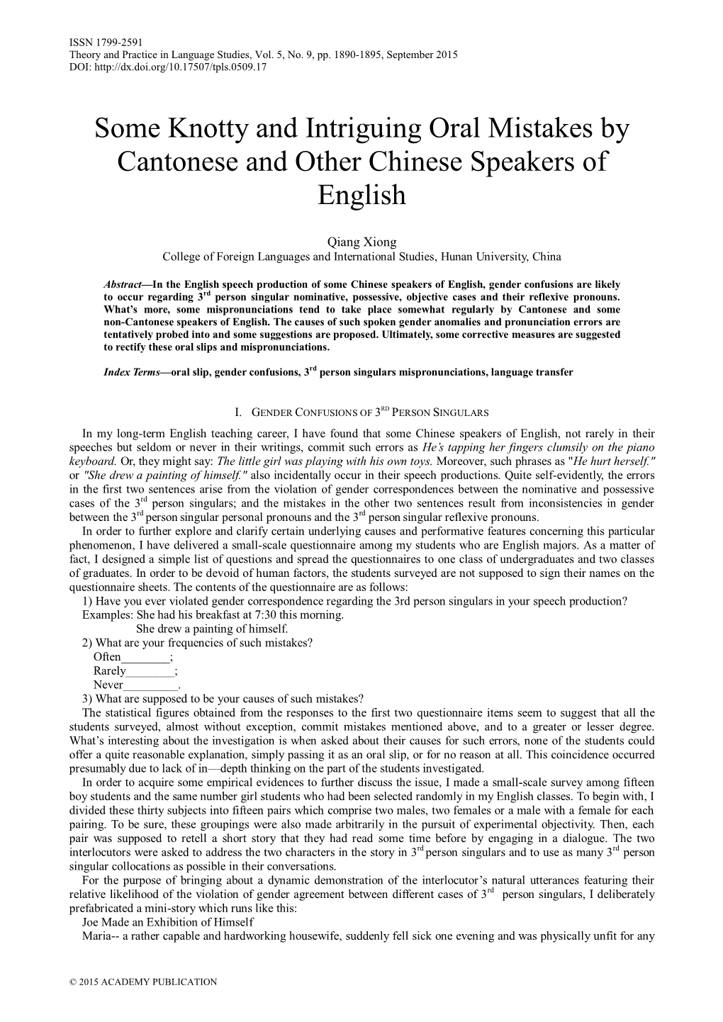 Some Knotty and Intriguing Oral Mistakes by Cantonese and Other Chinese Speakers of English