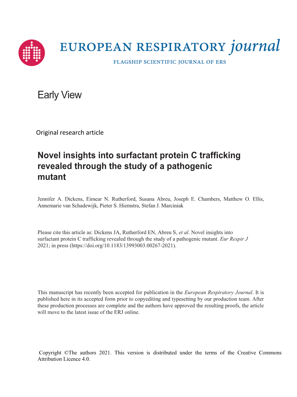 Novel Insights Into Surfactant Protein C Trafficking Revealed Through the Study of a Pathogenic Mutant