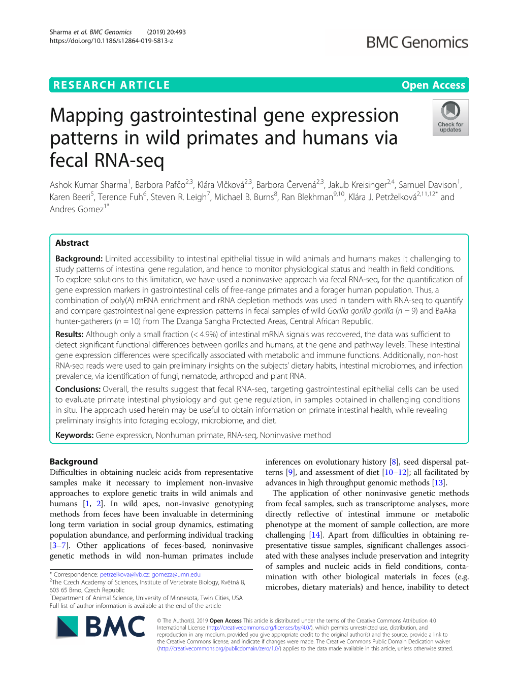 Mapping Gastrointestinal Gene Expression Patterns in Wild Primates