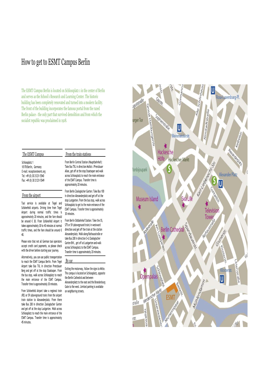 How to Get to ESMT Campus Berlin