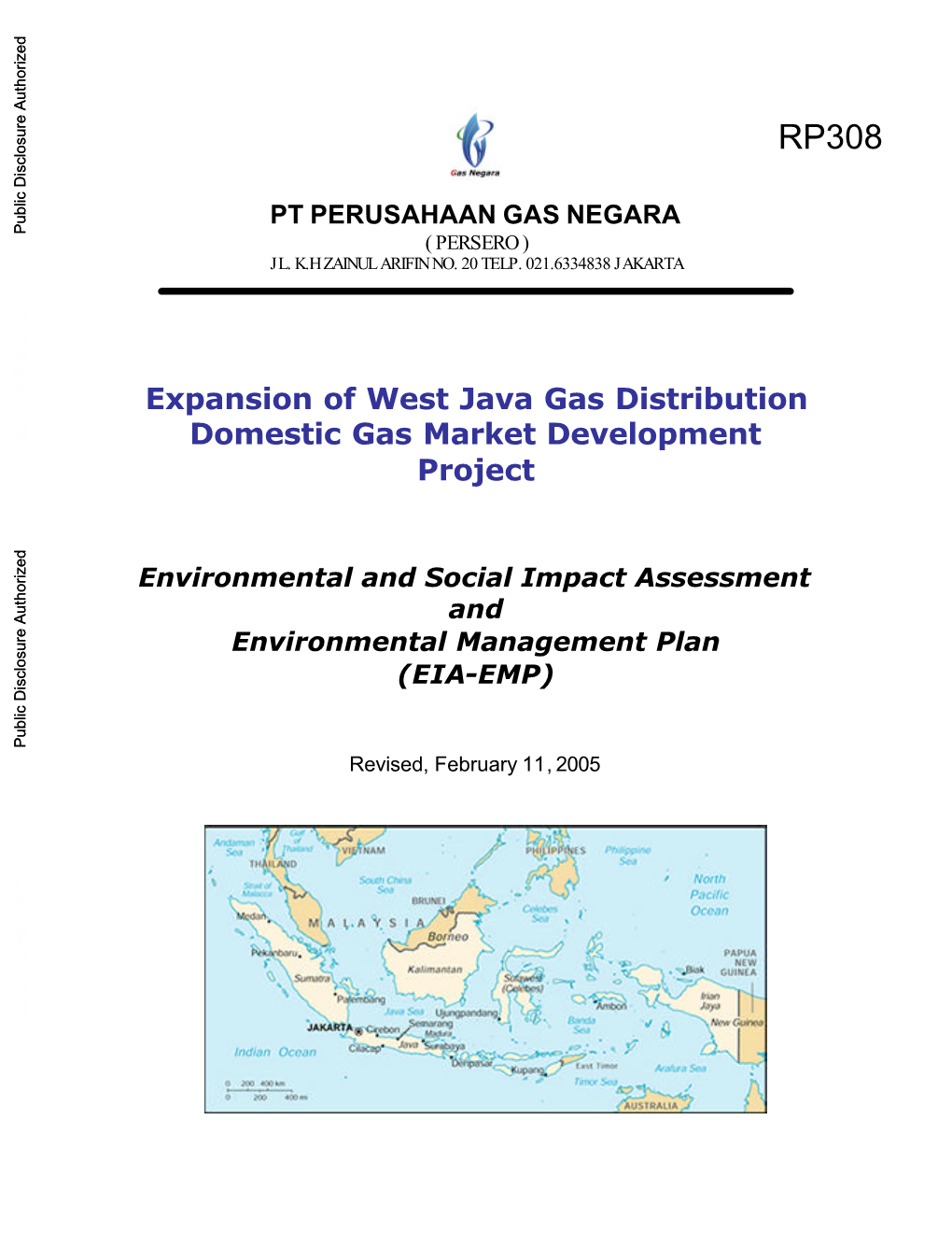 PT PERUSAHAAN GAS NEGARA Public Disclosure Authorized ( PERSERO ) JL