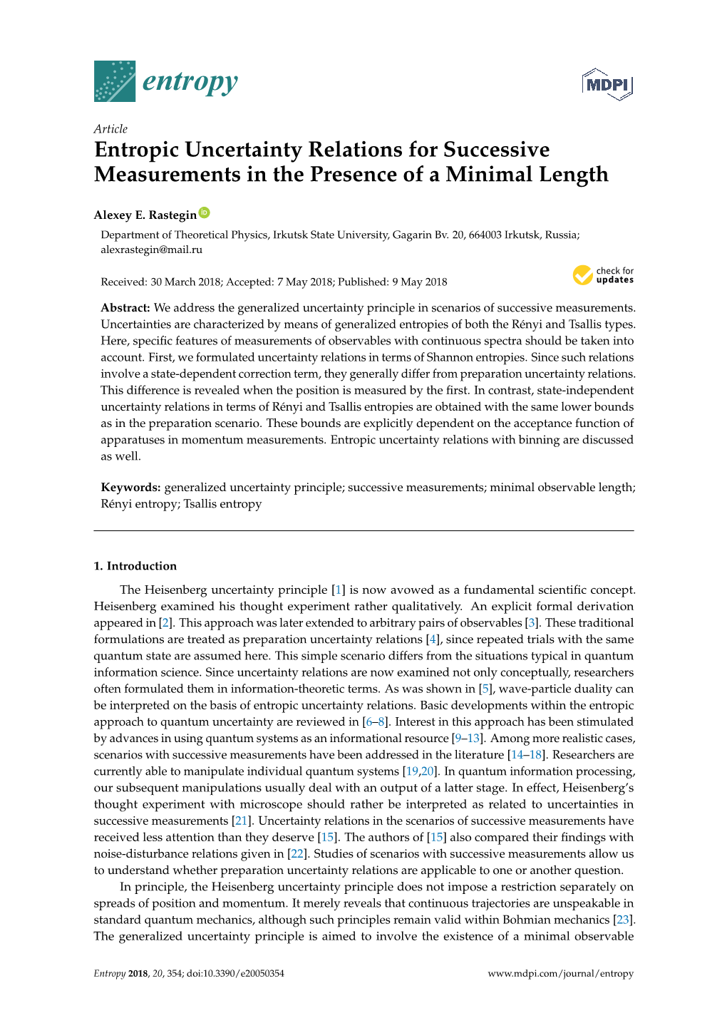 Entropic Uncertainty Relations for Successive Measurements in the Presence of a Minimal Length