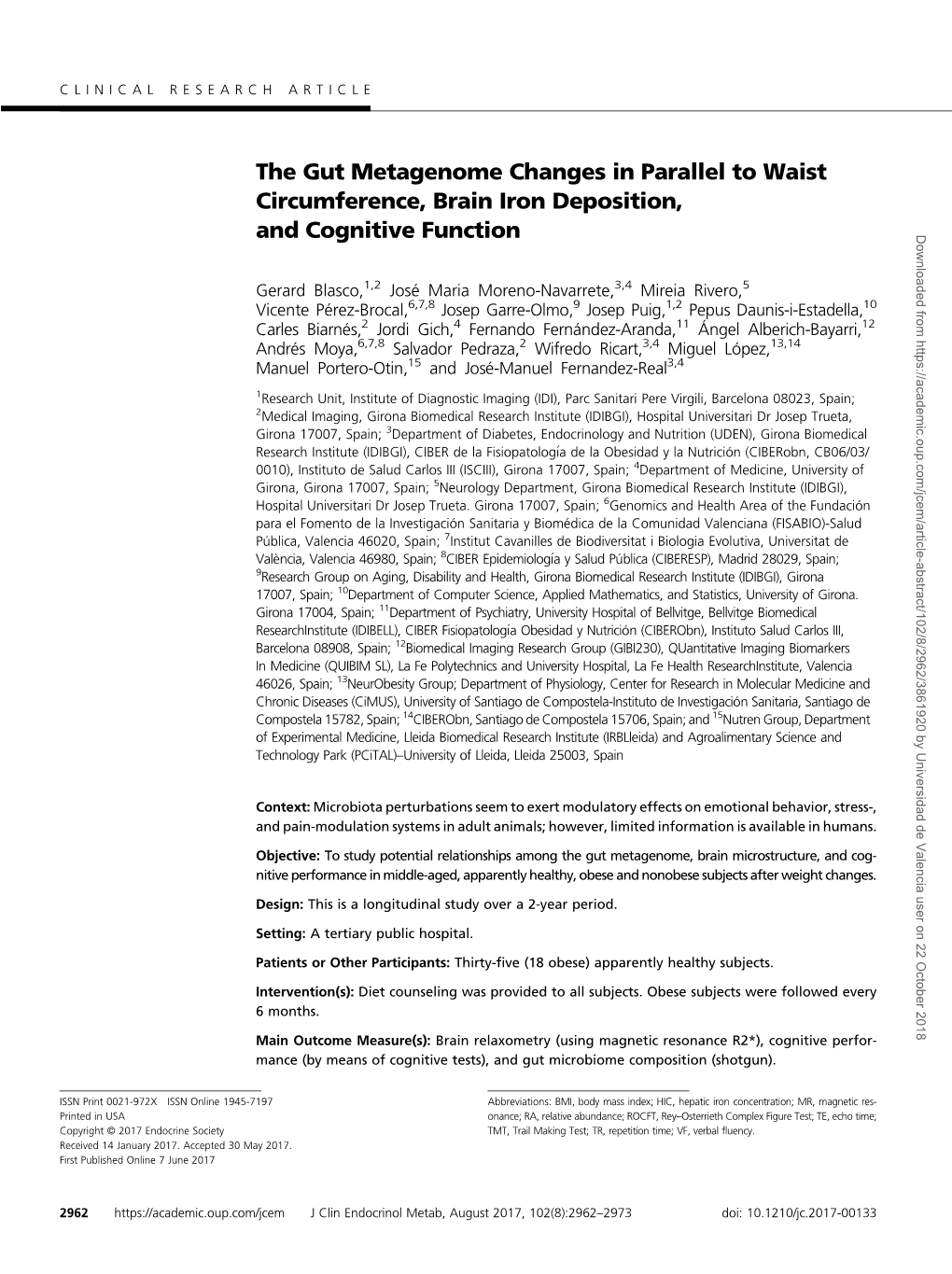 The Gut Metagenome Changes in Parallel to Waist Circumference, Brain Iron Deposition