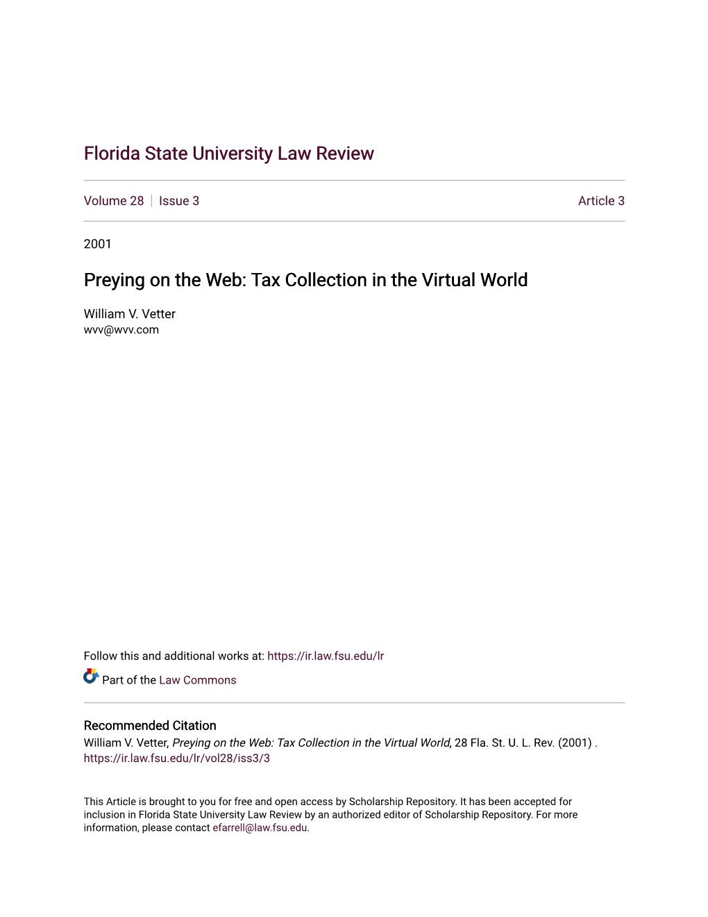 Tax Collection in the Virtual World