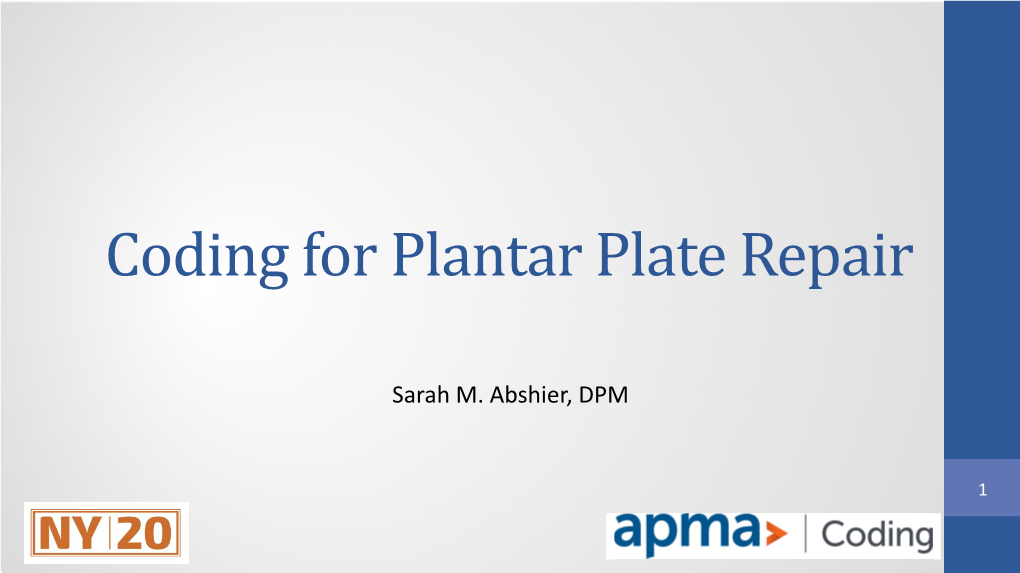 Coding for Plantar Plate Repair