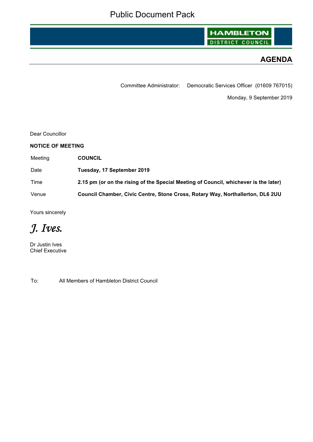 (Public Pack)Agenda Document for Council, 17/09/2019 14:15