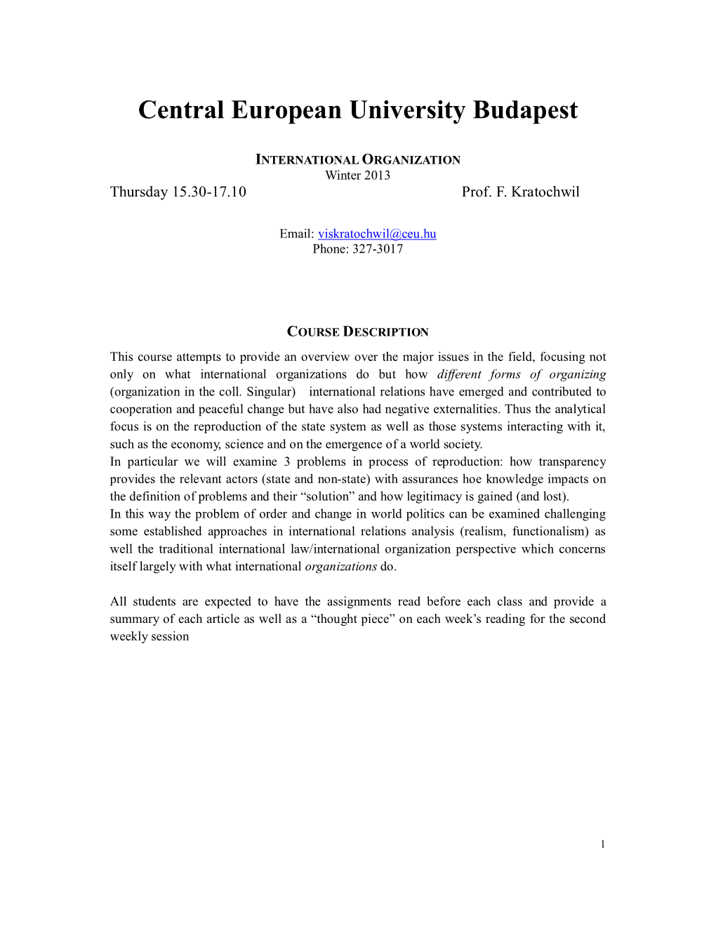 Central European University Budapest
