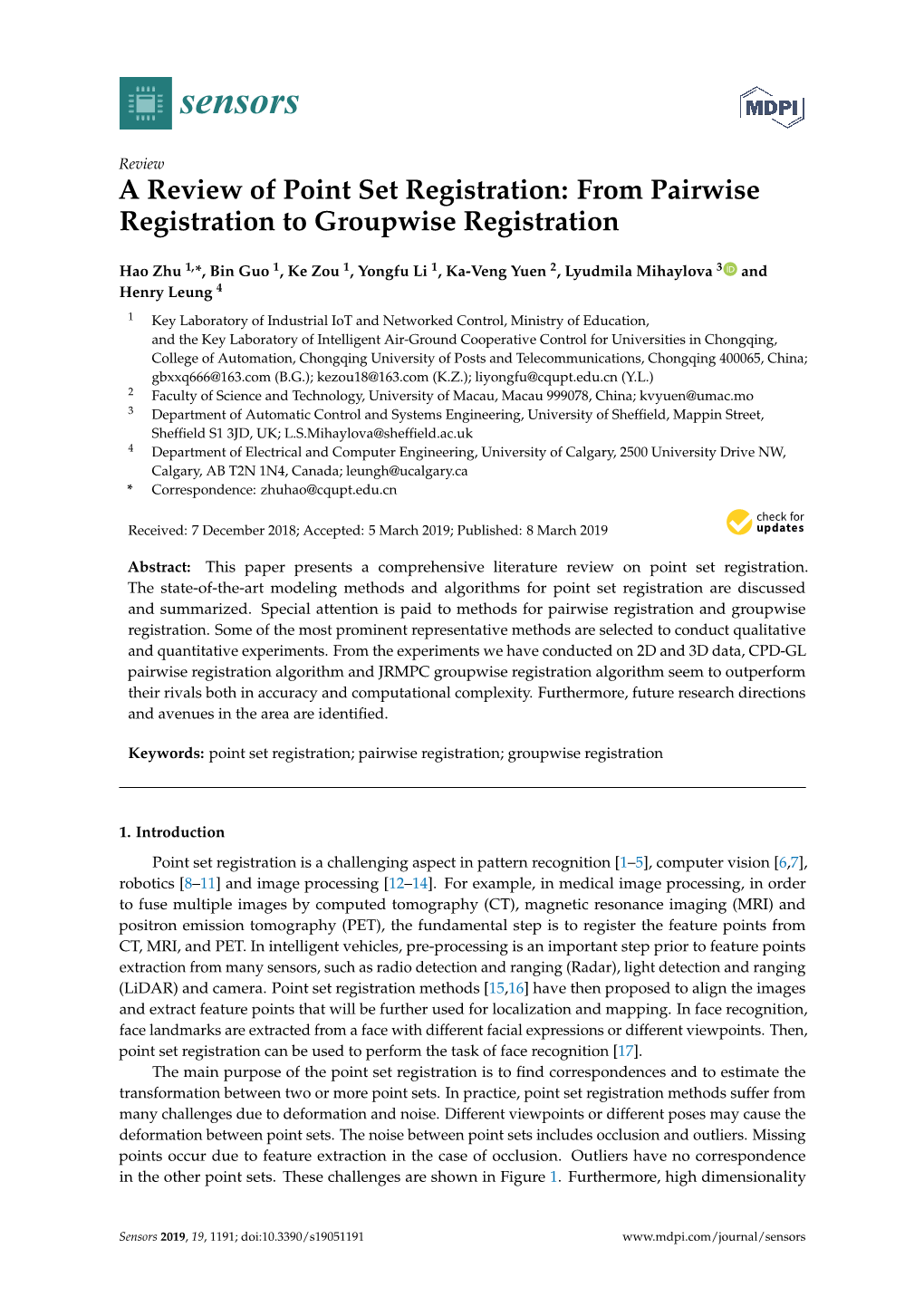 A Review of Point Set Registration: from Pairwise Registration to Groupwise Registration