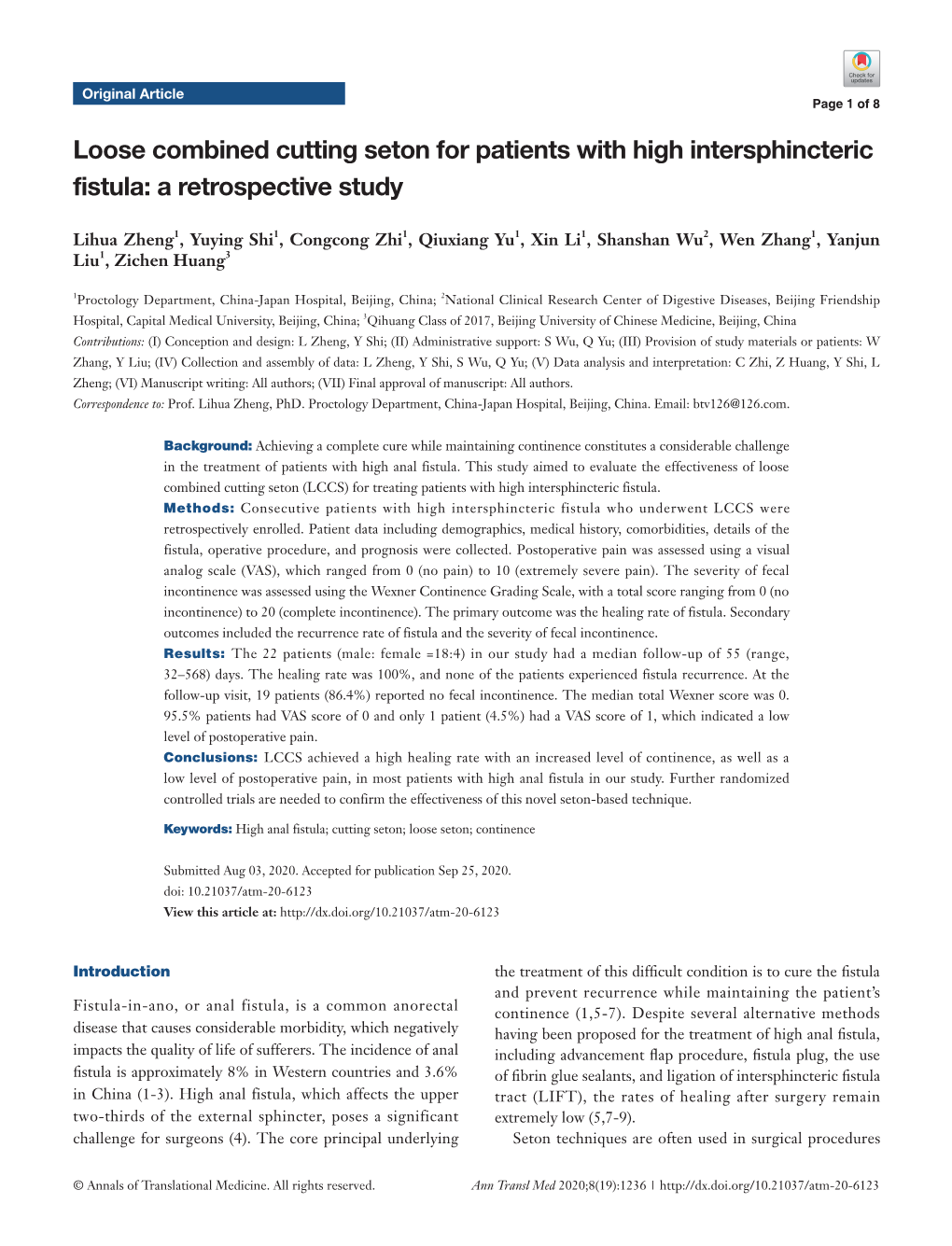Loose Combined Cutting Seton for Patients with High Intersphincteric Fistula: a Retrospective Study