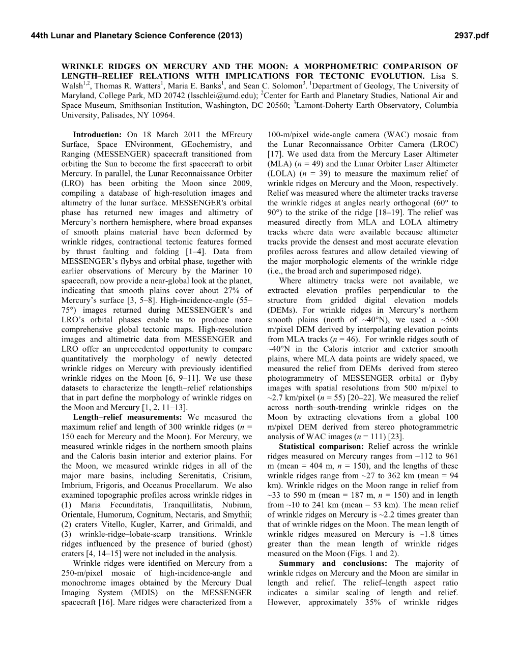 Wrinkle Ridges on Mercury and the Moon: a Morphometric Comparison of Length–Relief Relations with Implications for Tectonic Evolution