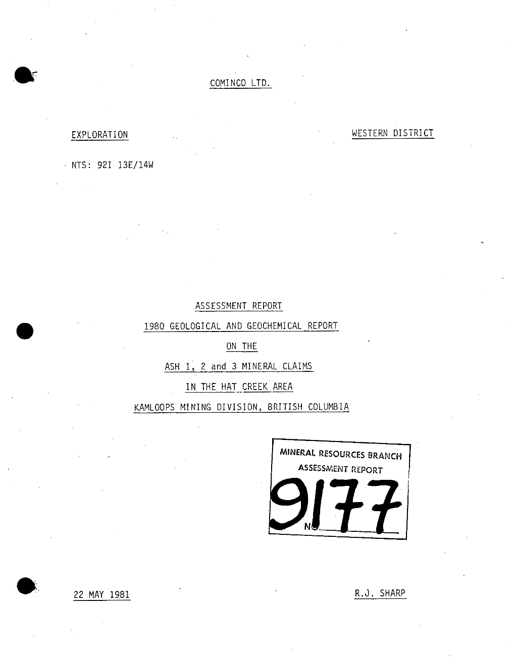 Cominco Ltd. Exploration Assessment Report 1980