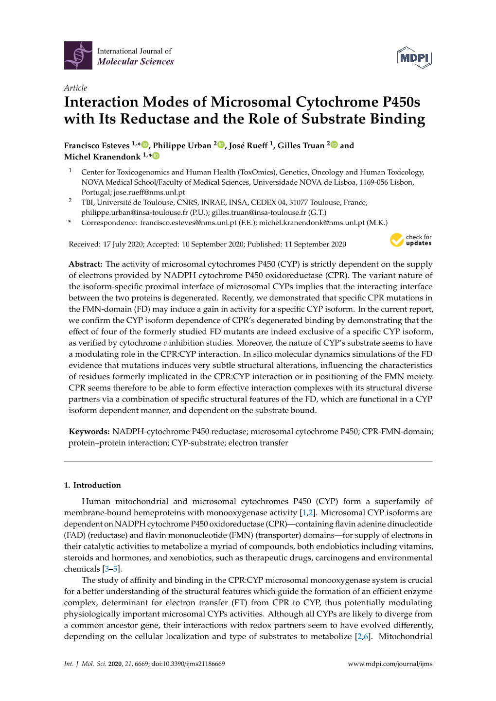 Interaction Modes of Microsomal Cytochrome P450s with Its Reductase and the Role of Substrate Binding