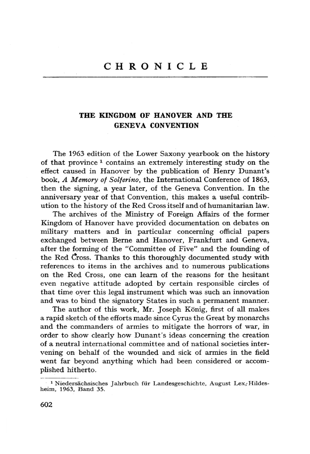 The Kingdom of Hanover and the Geneva Convention