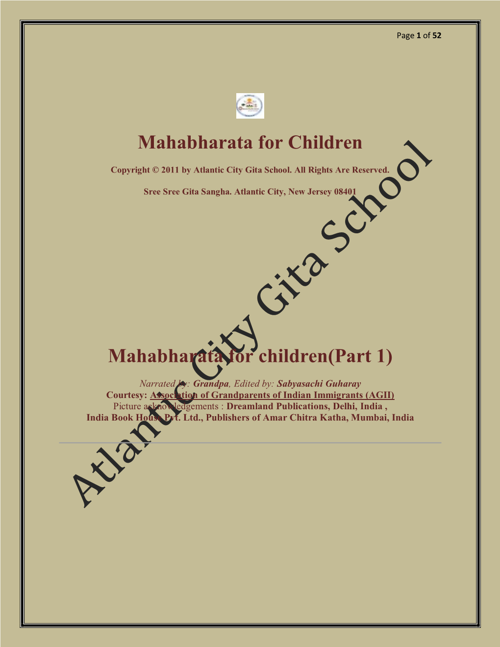 Mahabharata for Children Mahabharata for Children(Part 1)