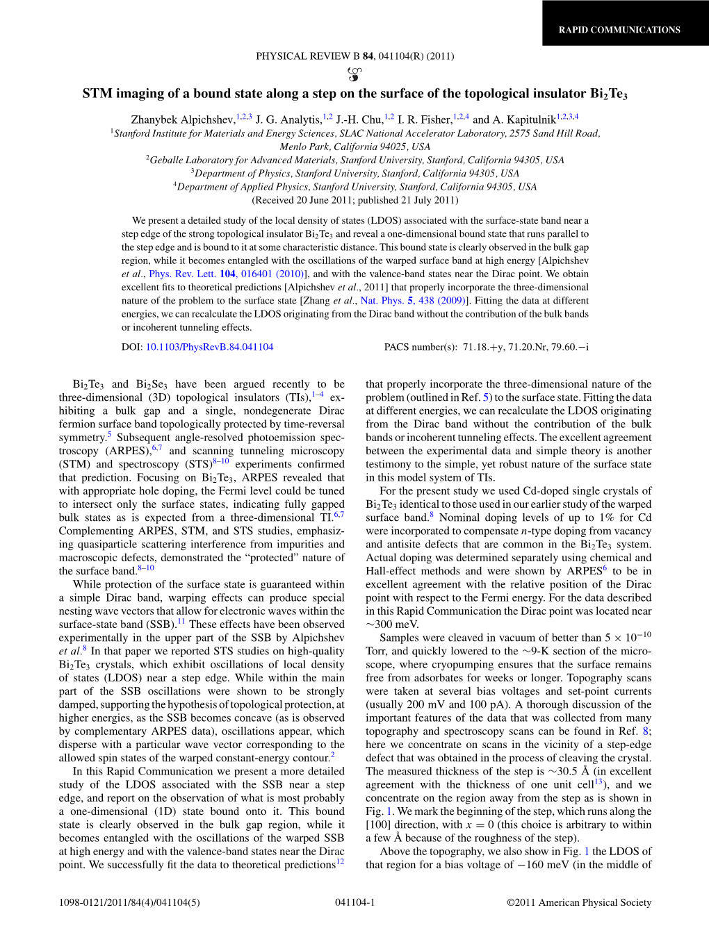 STM Imaging of a Bound State Along a Step on the Surface of the Topological Insulator Bi2te 3