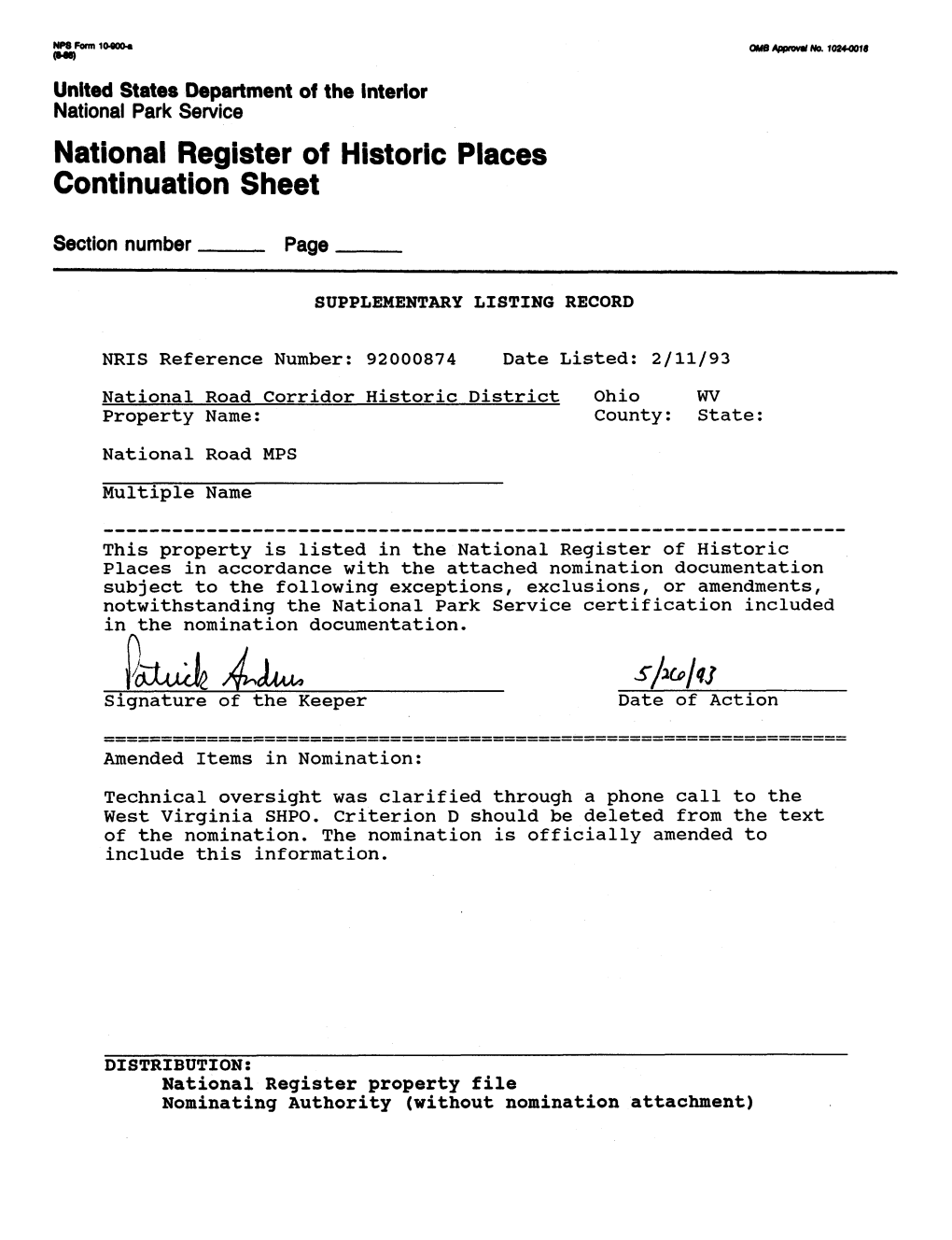 National Register of Historic Places Continuation Sheet