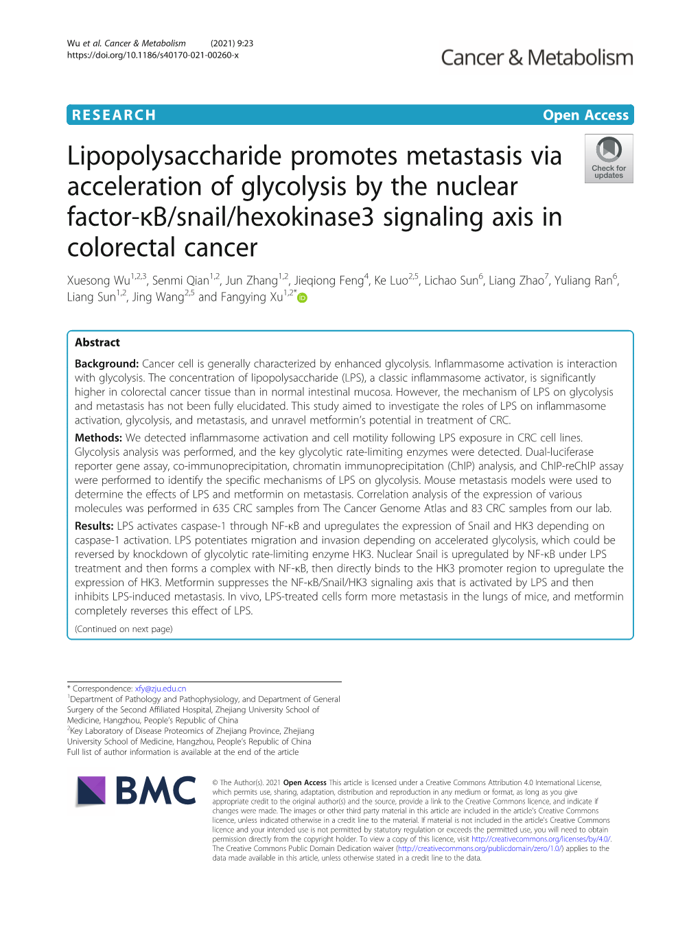 Lipopolysaccharide Promotes Metastasis Via Acceleration Of