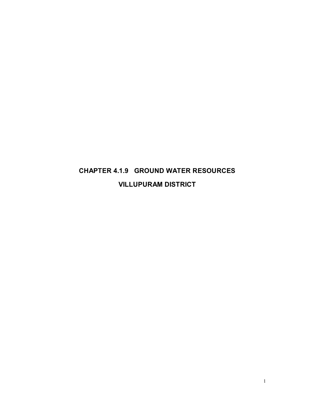 Chapter 4.1.9 Ground Water Resources Villupuram