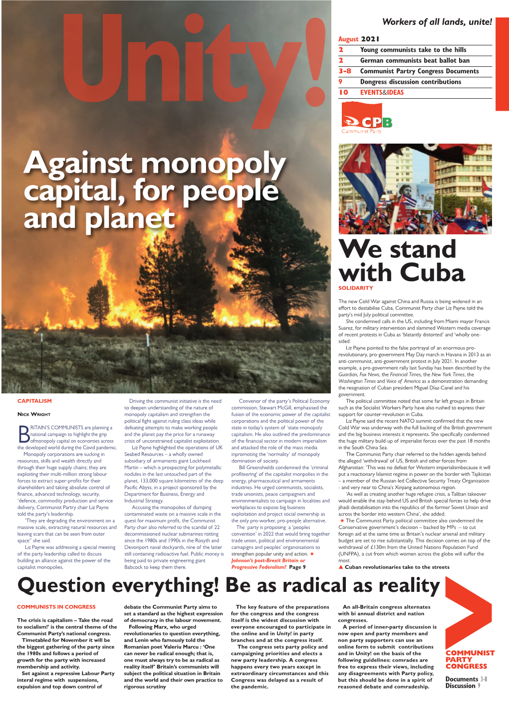 Against Monopoly Capital, for People and Planet We Stand with Cuba SOLIDARITY