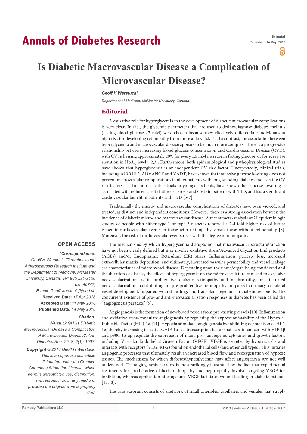 Is Diabetic Macrovascular Disease a Complication of Microvascular Disease?