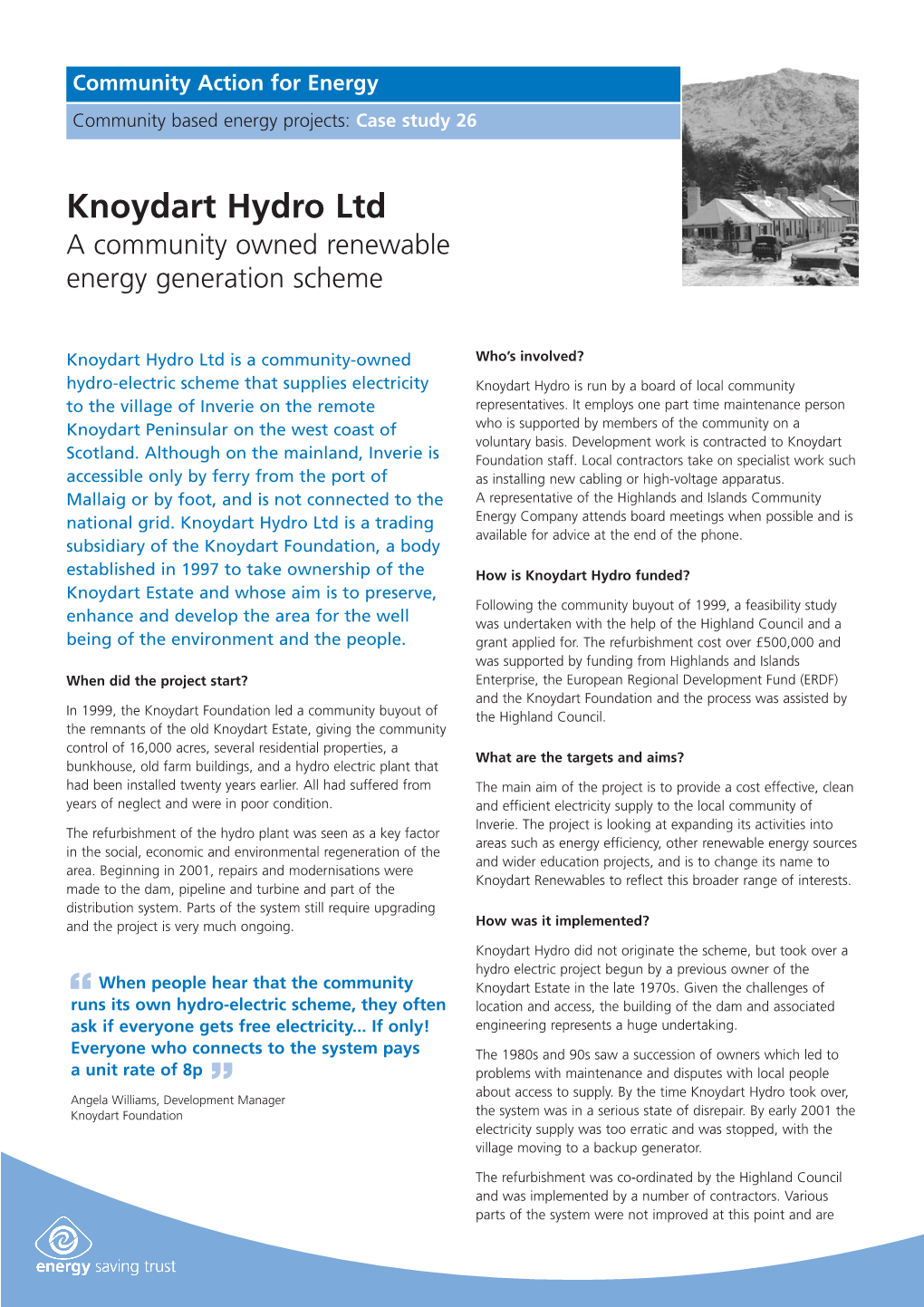 Knoydart Hydro Ltd a Community Owned Renewable Energy Generation Scheme