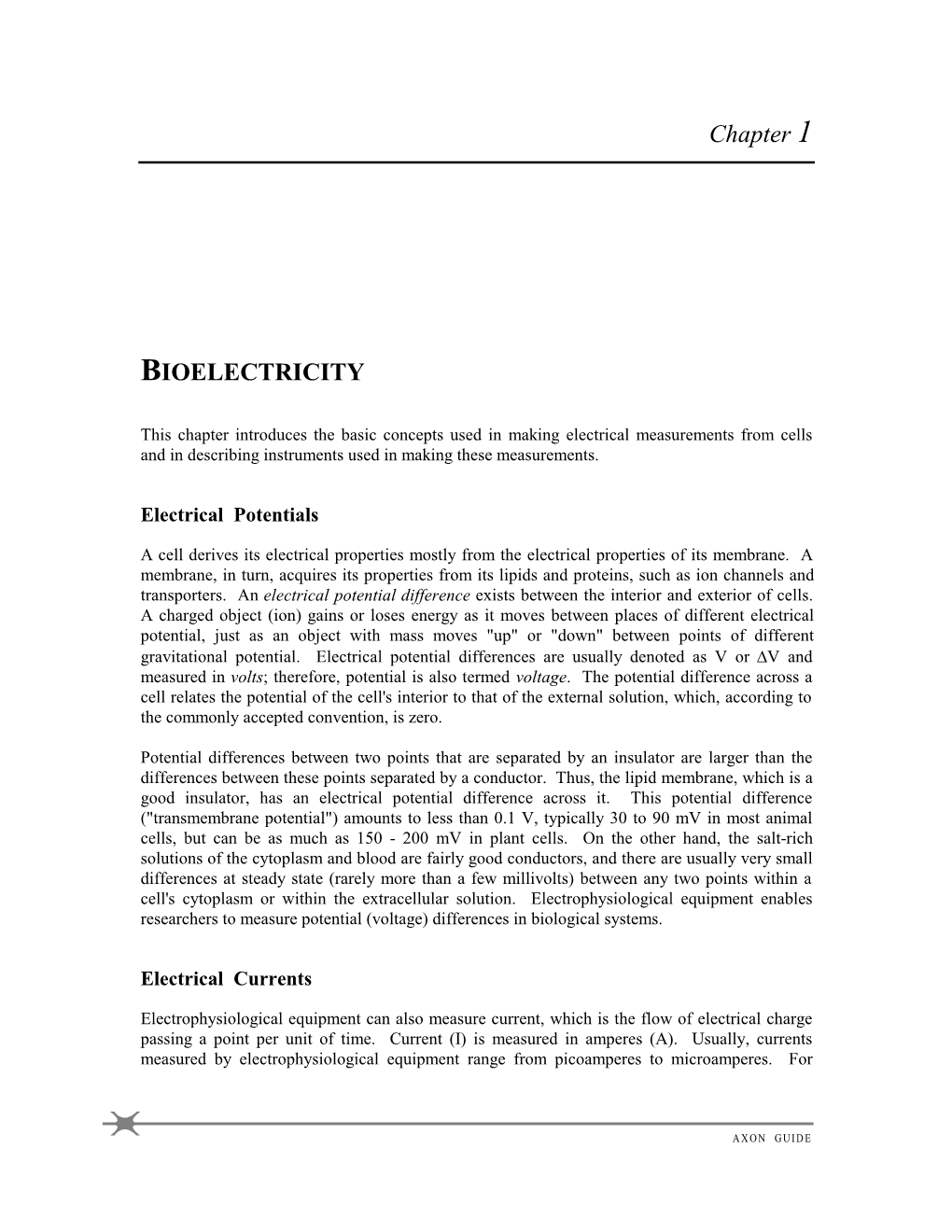 Chapter 1 BIOELECTRICITY