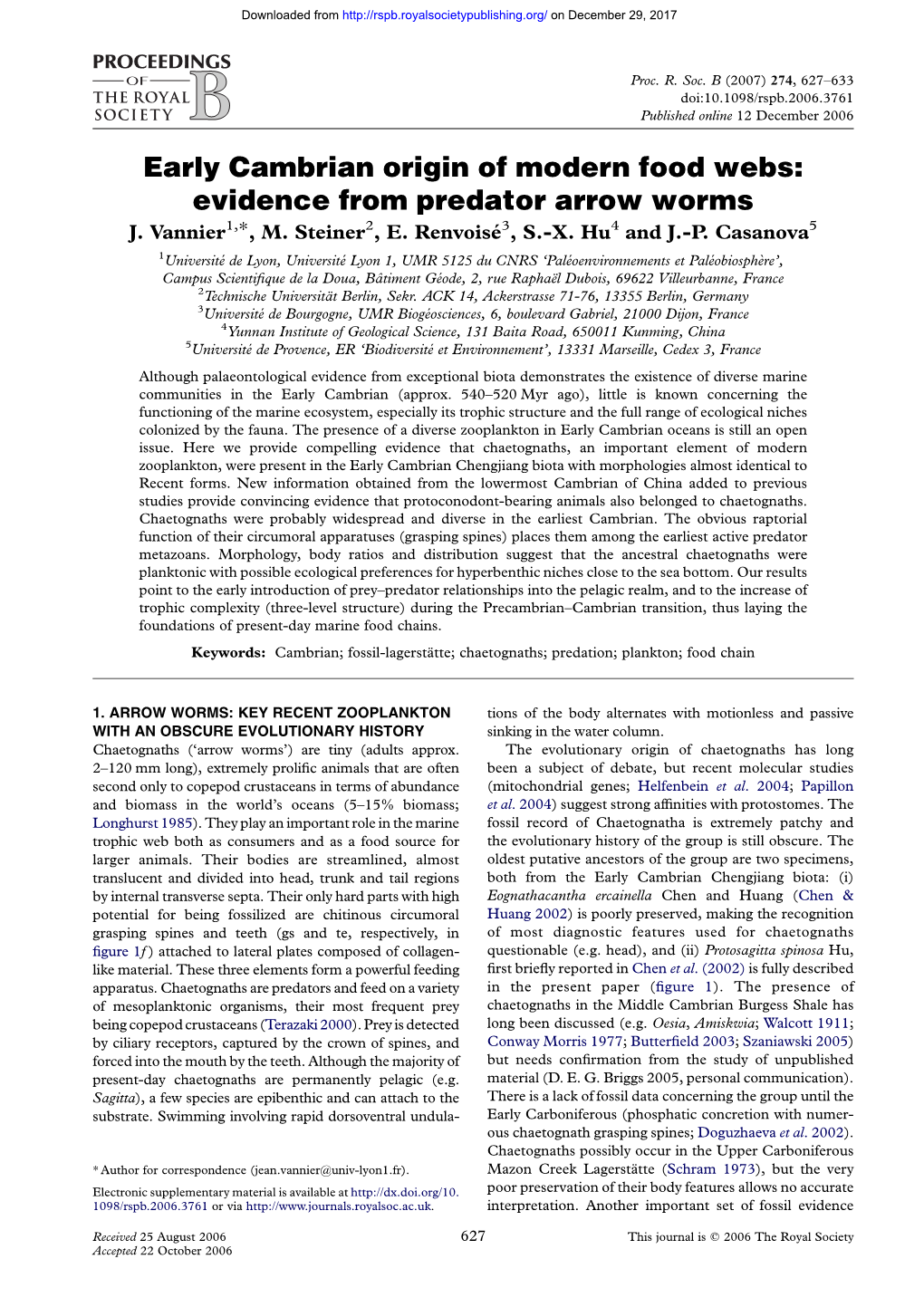 Early Cambrian Origin of Modern Food Webs: Evidence from Predator Arrow Worms J