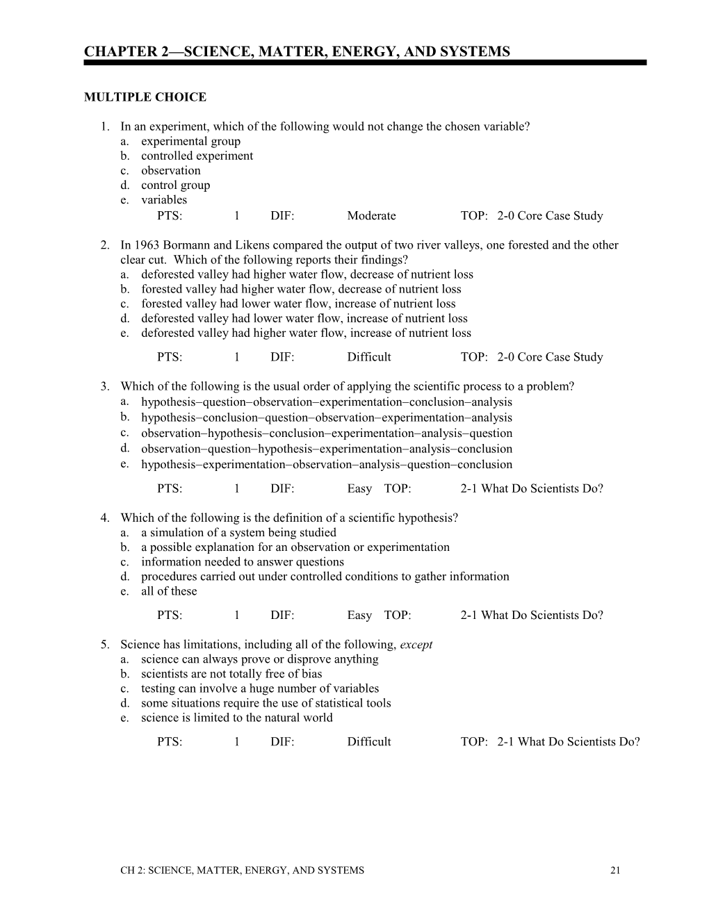 Chapter 2—Science, Matter, Energy, And Systems