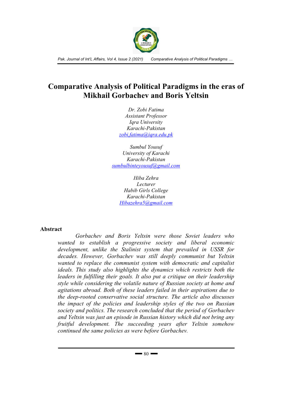 Comparative Analysis of Political Paradigms in the Eras of Mikhail Gorbachev and Boris Yeltsin