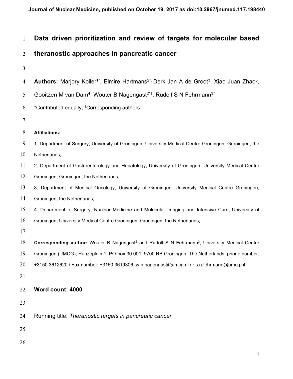 Theranostic Approaches in Pancreatic Cancer