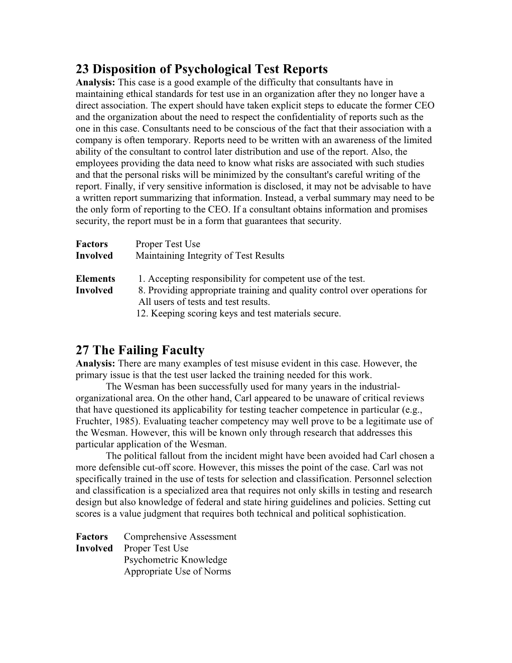 23 Disposition of Psychological Test Reports