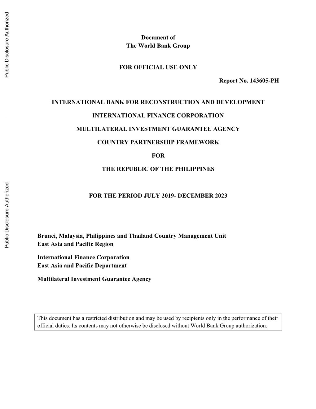 Philippines Country Partnership Framework for 2019-2023