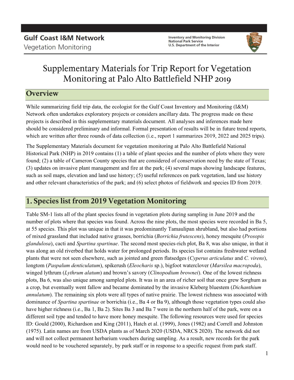 Supplementary Materials for Trip Report for Vegetation Monitoring In