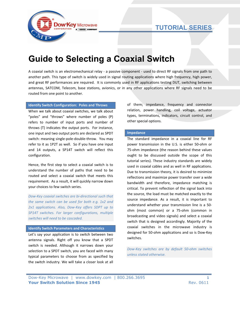 Guide to Selecting a Coaxial Switch