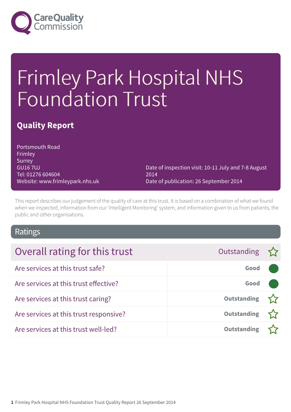 Frimley Park Hospital NHS Foundation Trust Scheduled