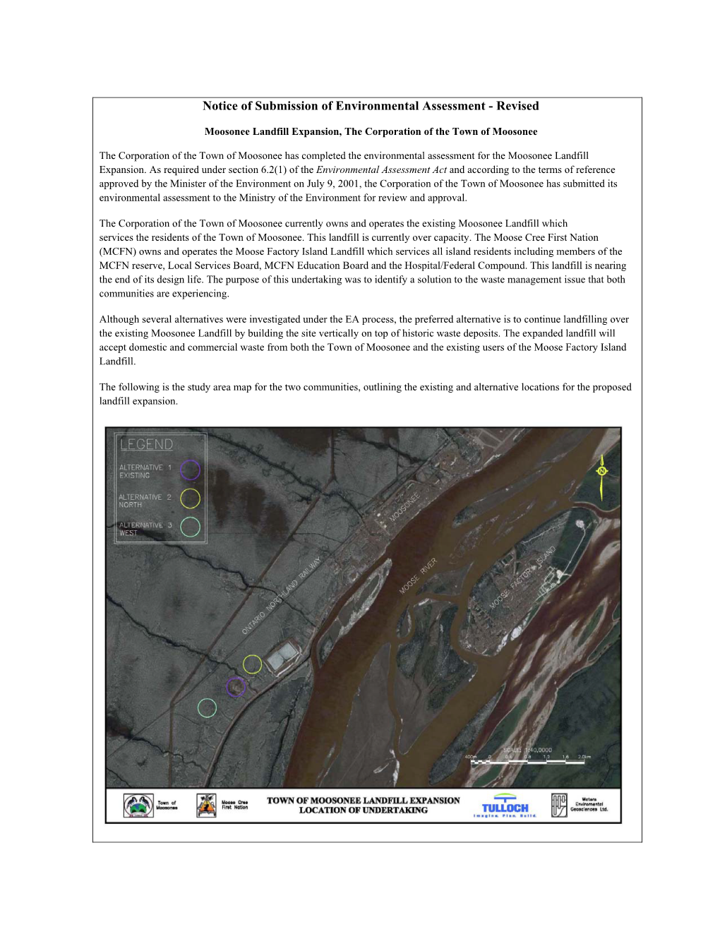 Notice of Submission of Environmental Assessment - Revised