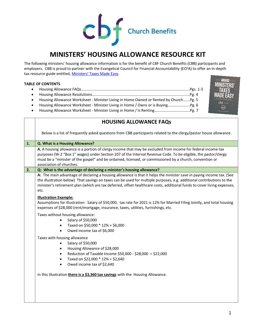 Ministers' Housing Allowance Resource