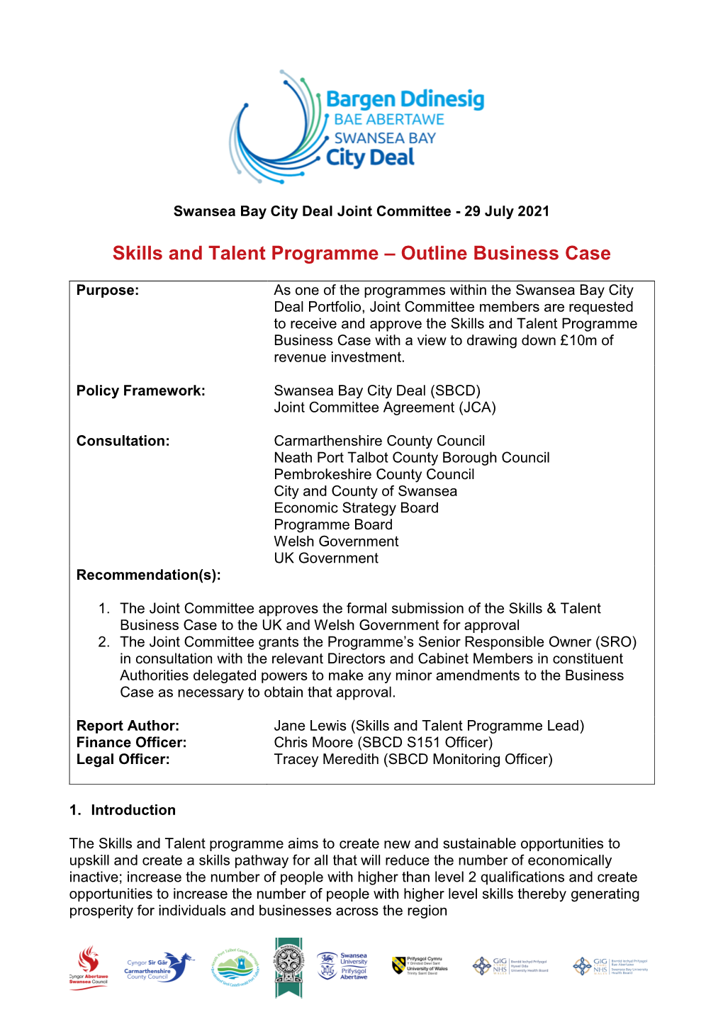 Swansea Bay City Deal Skills & Talent Business Case. PDF 349 KB