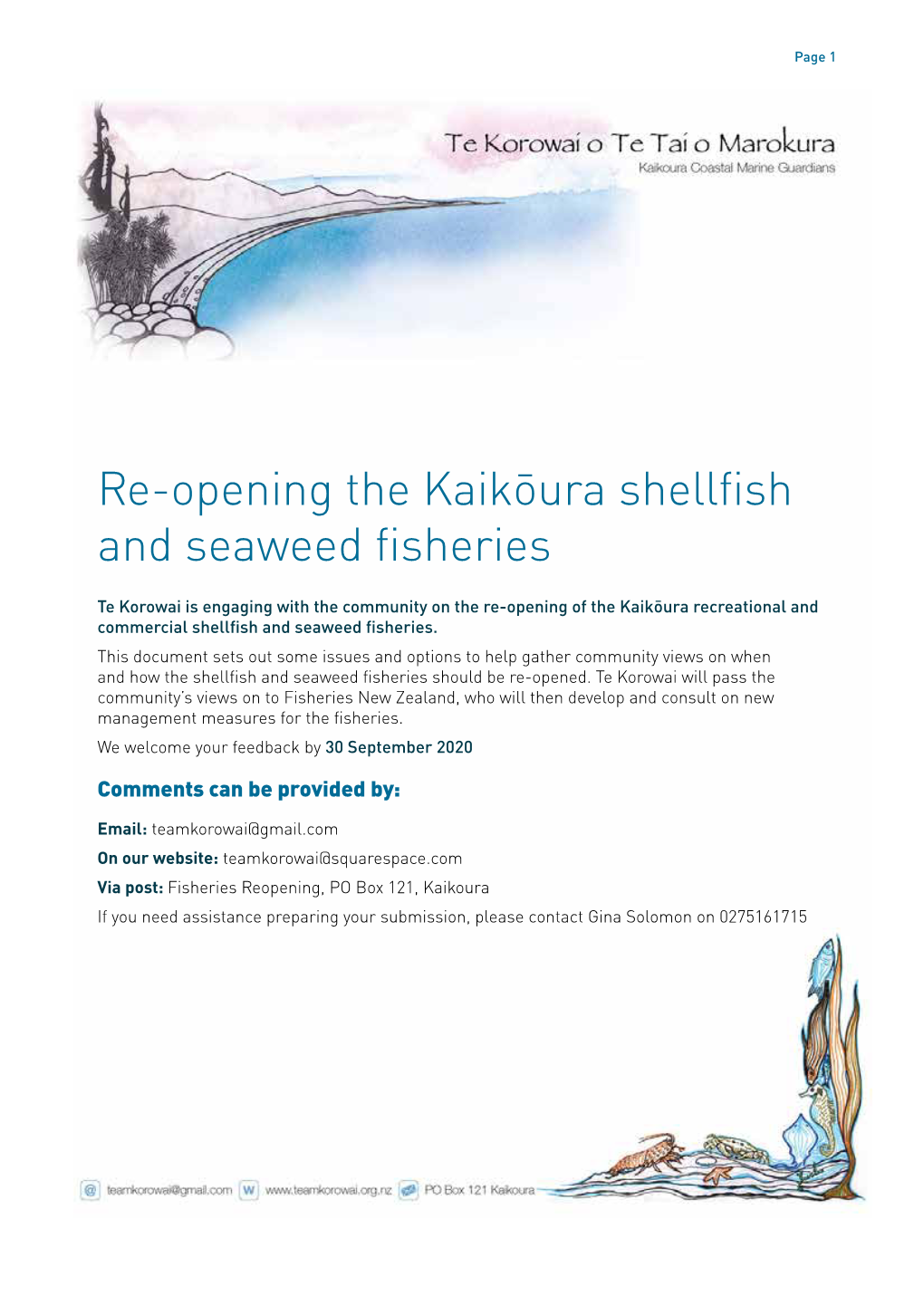 Re-Opening the Kaikōura Shellfish and Seaweed Fisheries