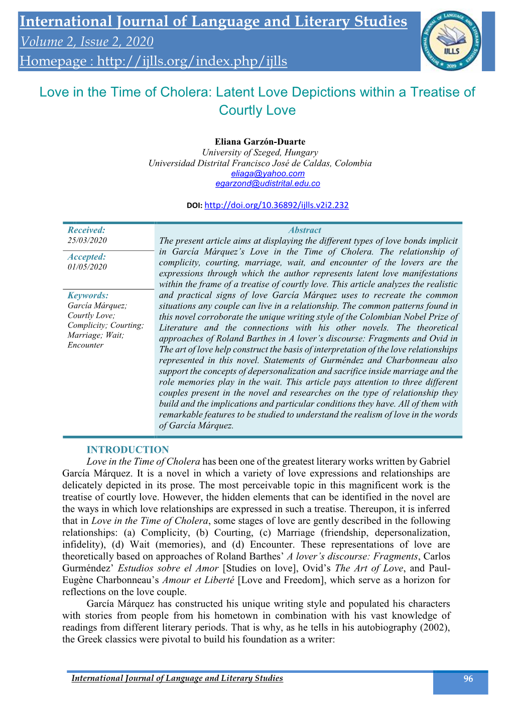 International Journal of Language and Literary Studies Volume 2, Issue 2, 2020 Homepage