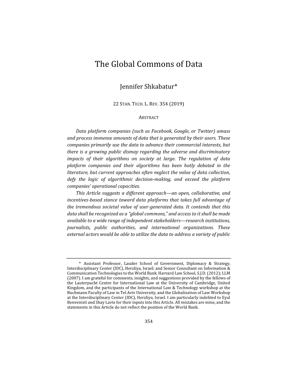 The Global Commons of Data