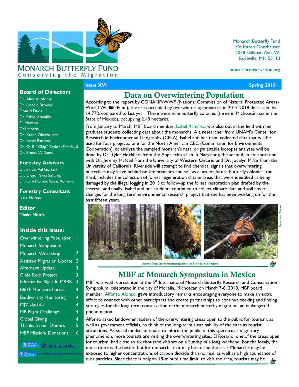 Data on Overwintering Population MBF at Monarch Symposium In