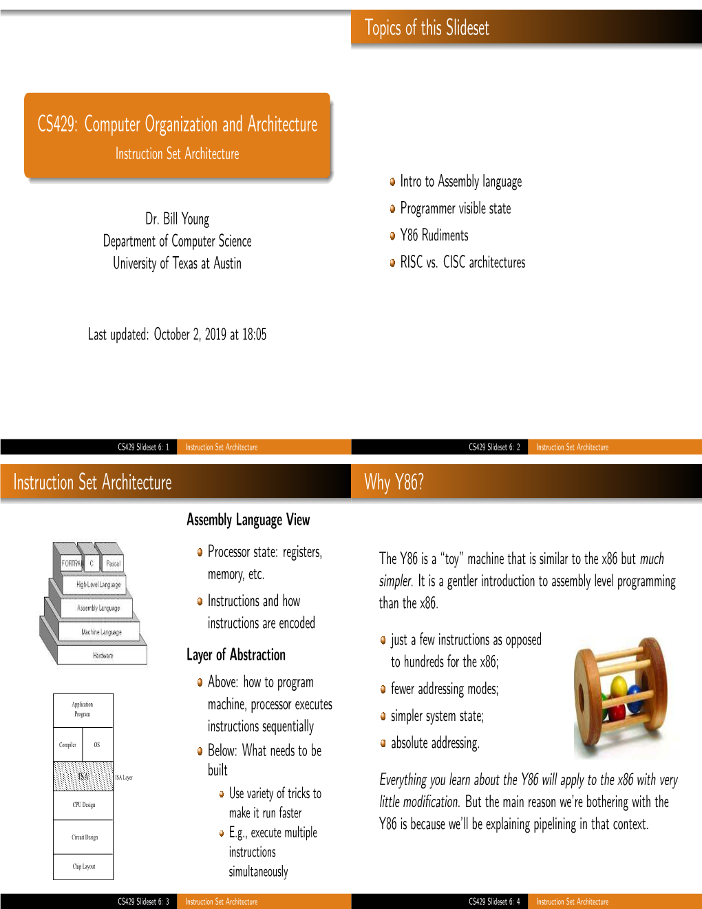 Instruction Set Architecture Intro to Assembly Language Programmer Visible State Dr