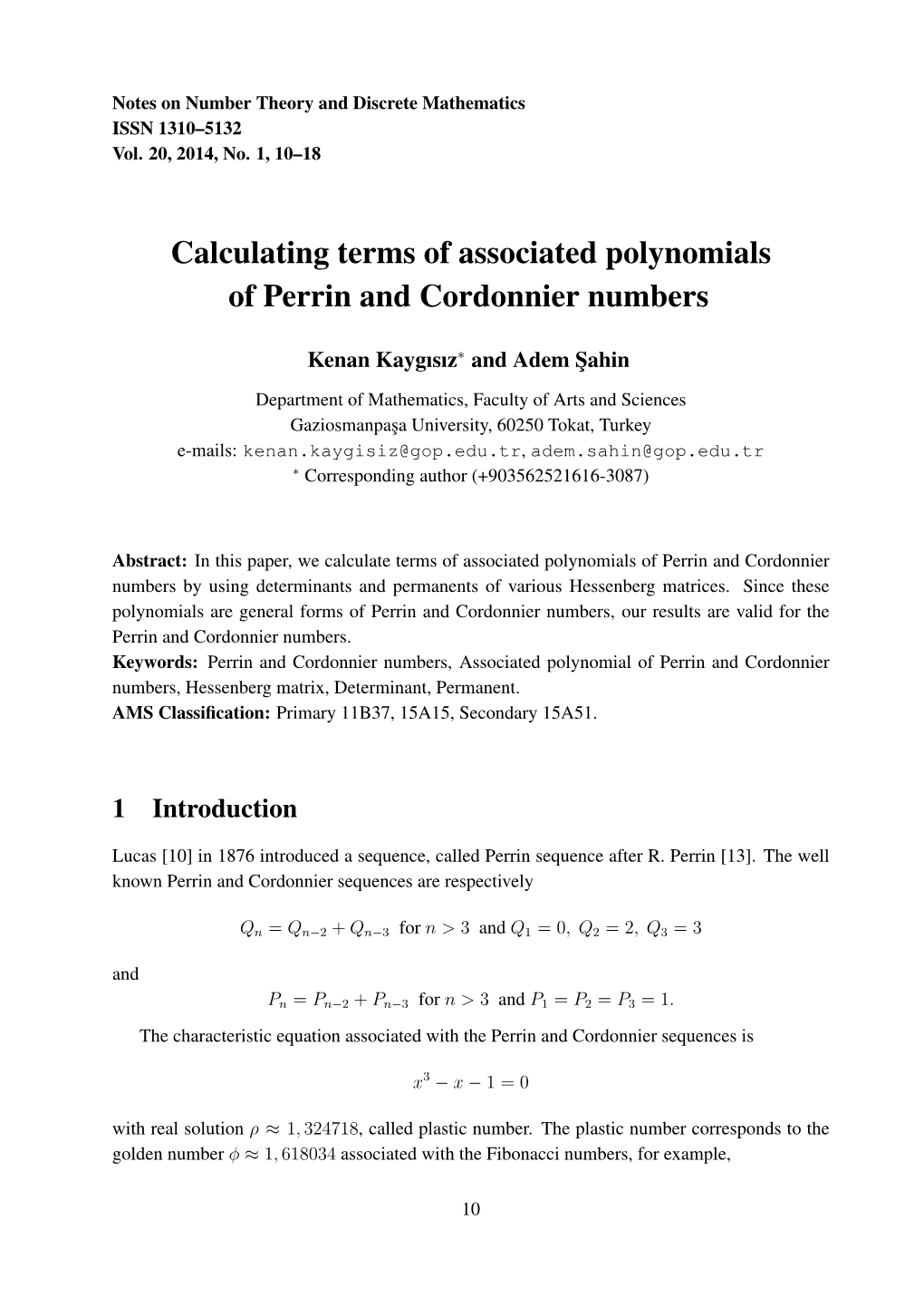 Calculating Terms of Associated Polynomials of Perrin and Cordonnier Numbers