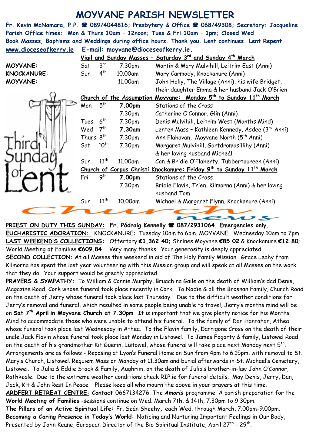 MOYVANE PARISH NEWSLETTER Fr