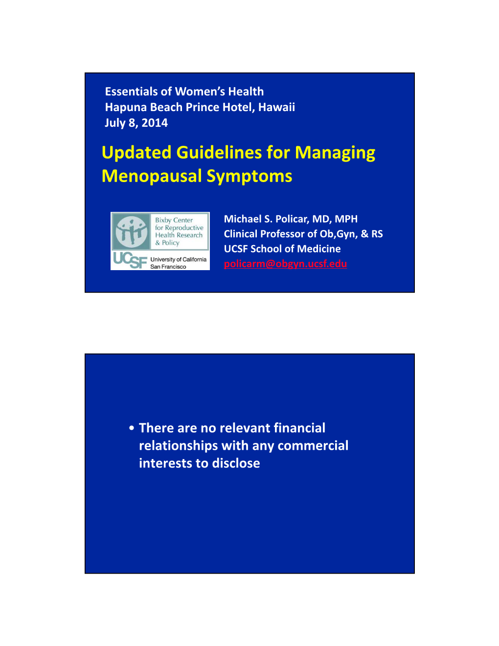 Updated Guidelines for Managing Menopausal Symptoms