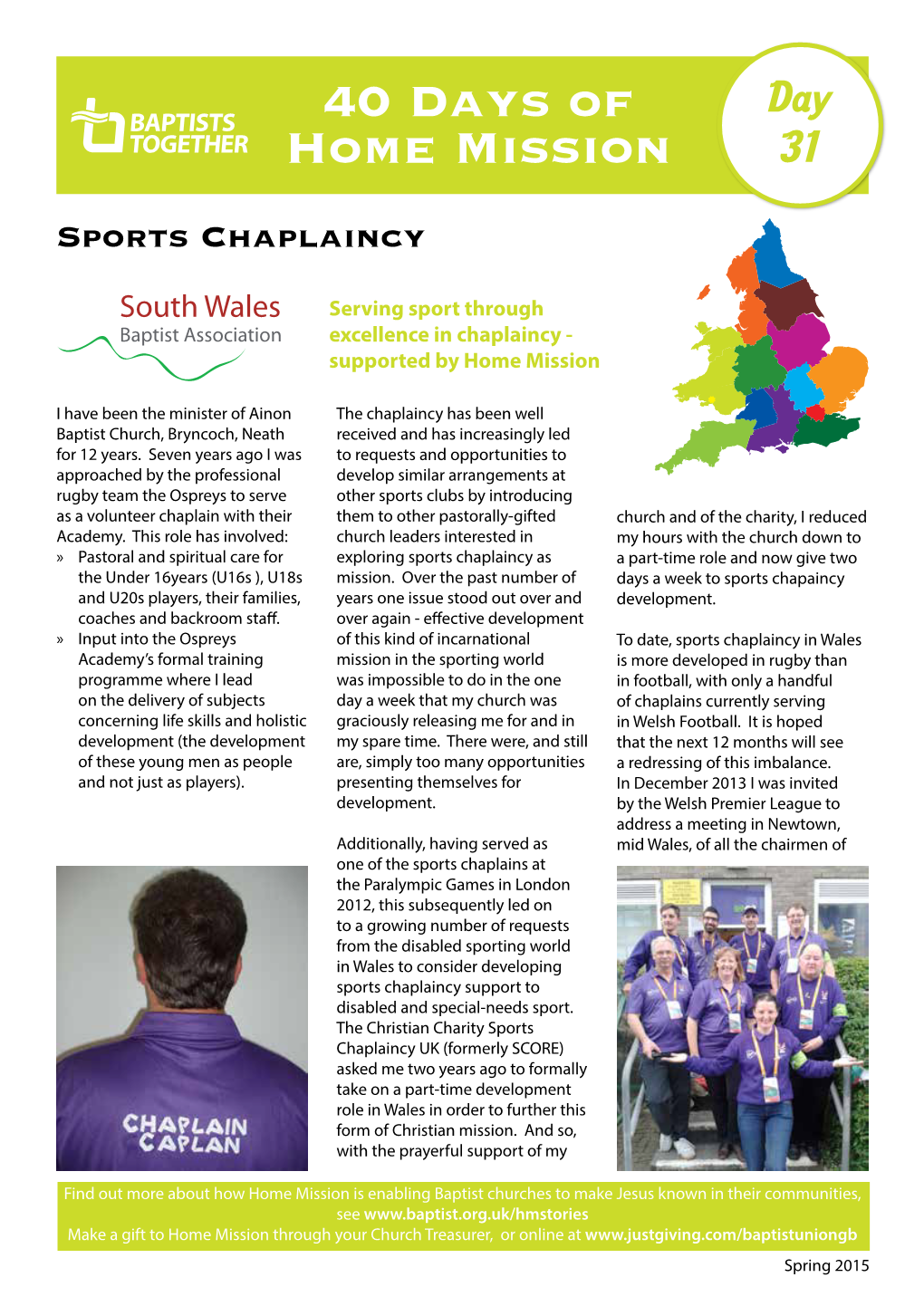 Printable Fact File About Sports Chaplaincy