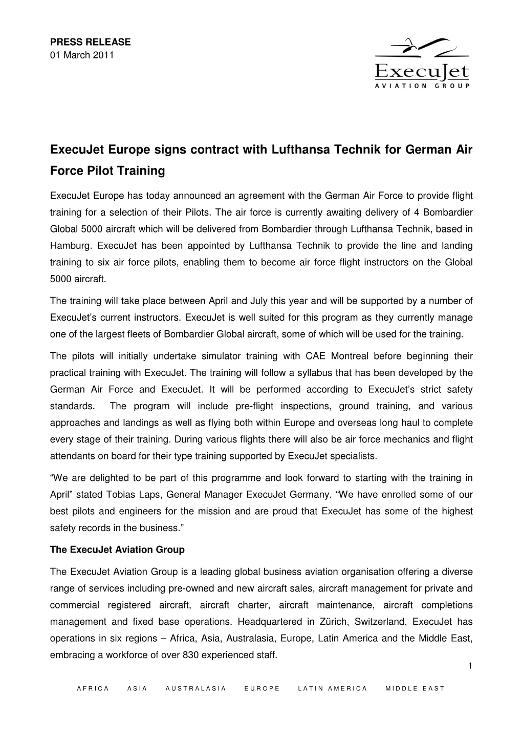Execujet Europe Signs Contract with Lufthansa Technik for German Air Force Pilot Training